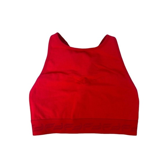 Fabletics Red Seamless Ribbed Racerback Sports Bra Medium - Picture 3 of 3